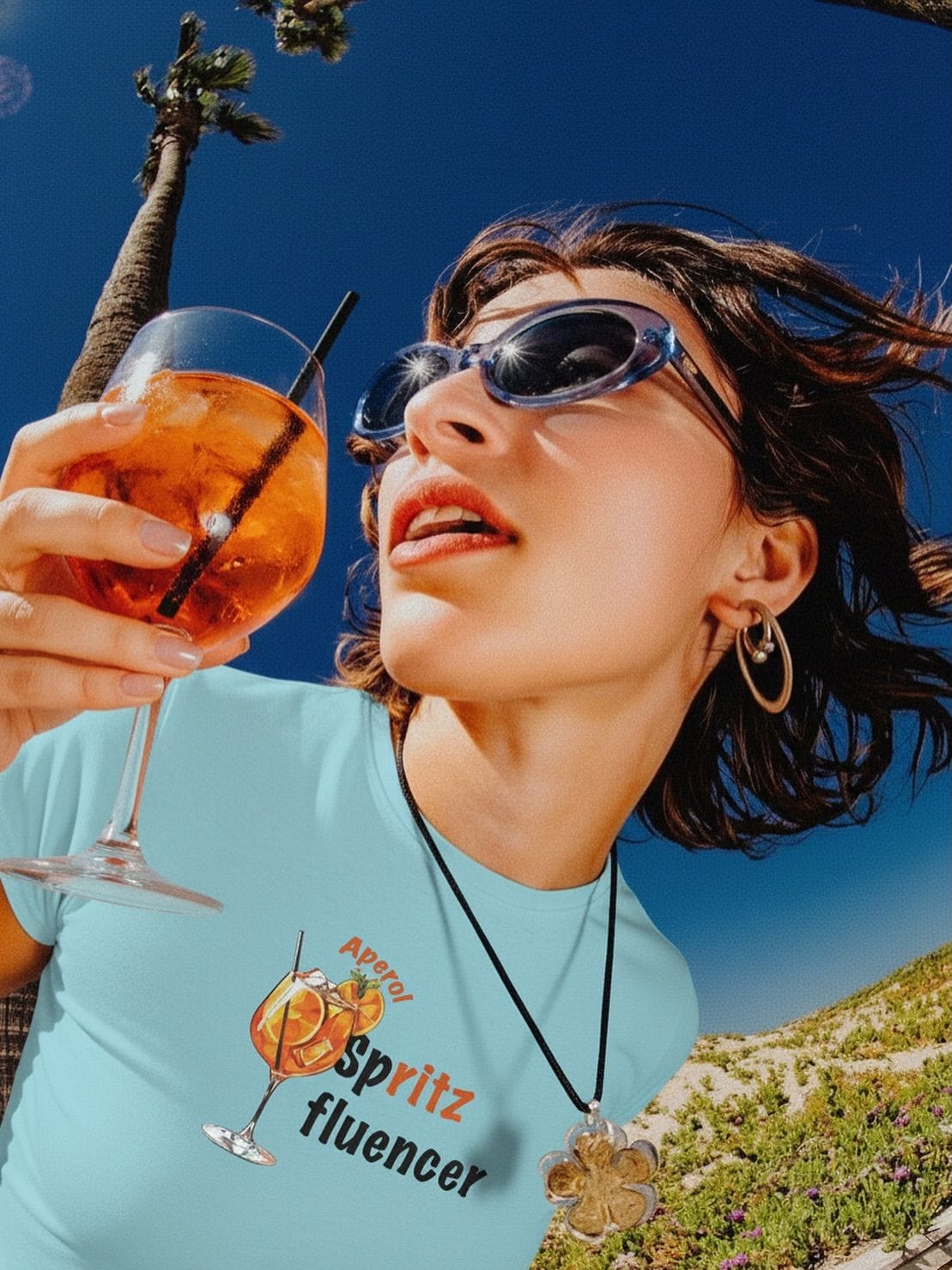 Trendy cat-eye sunglasses with 100% UV protection in M-Optic Phnom Penh photoshoot